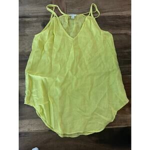 Witchery Women's Yellow 100% Linen V-neckline Sleeveless Blouse Top Size Medium